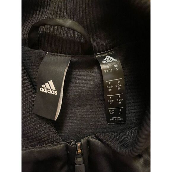 Adidas Bomber Jacket Mixed Material Womens Small Black - Picture 7 of 12